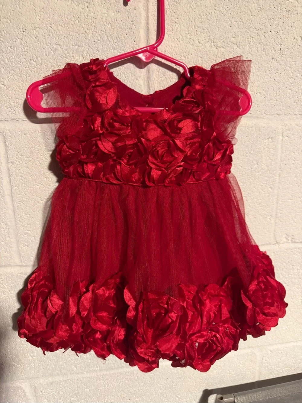 The Children's Place Red Rosette Tulle Party Dress